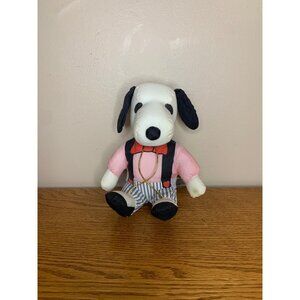 Vintage 6" Whitman's Snoopy Plush Pink Shirt & Suspenders valentine's day